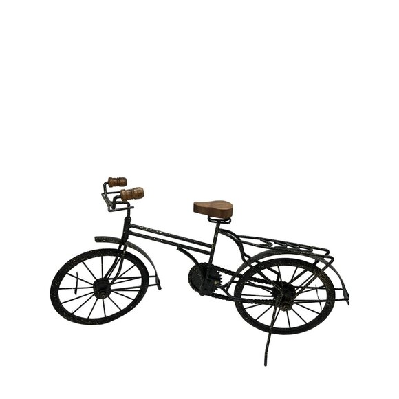 Vtg Metal & Wood Bicycle Home Decor, Wheels & Chain Turn - Picture 1 of 13